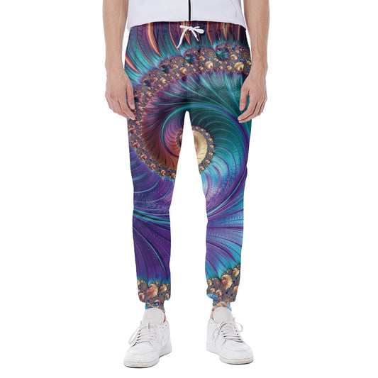 Abstract Fractal Print Scuba Joggers
