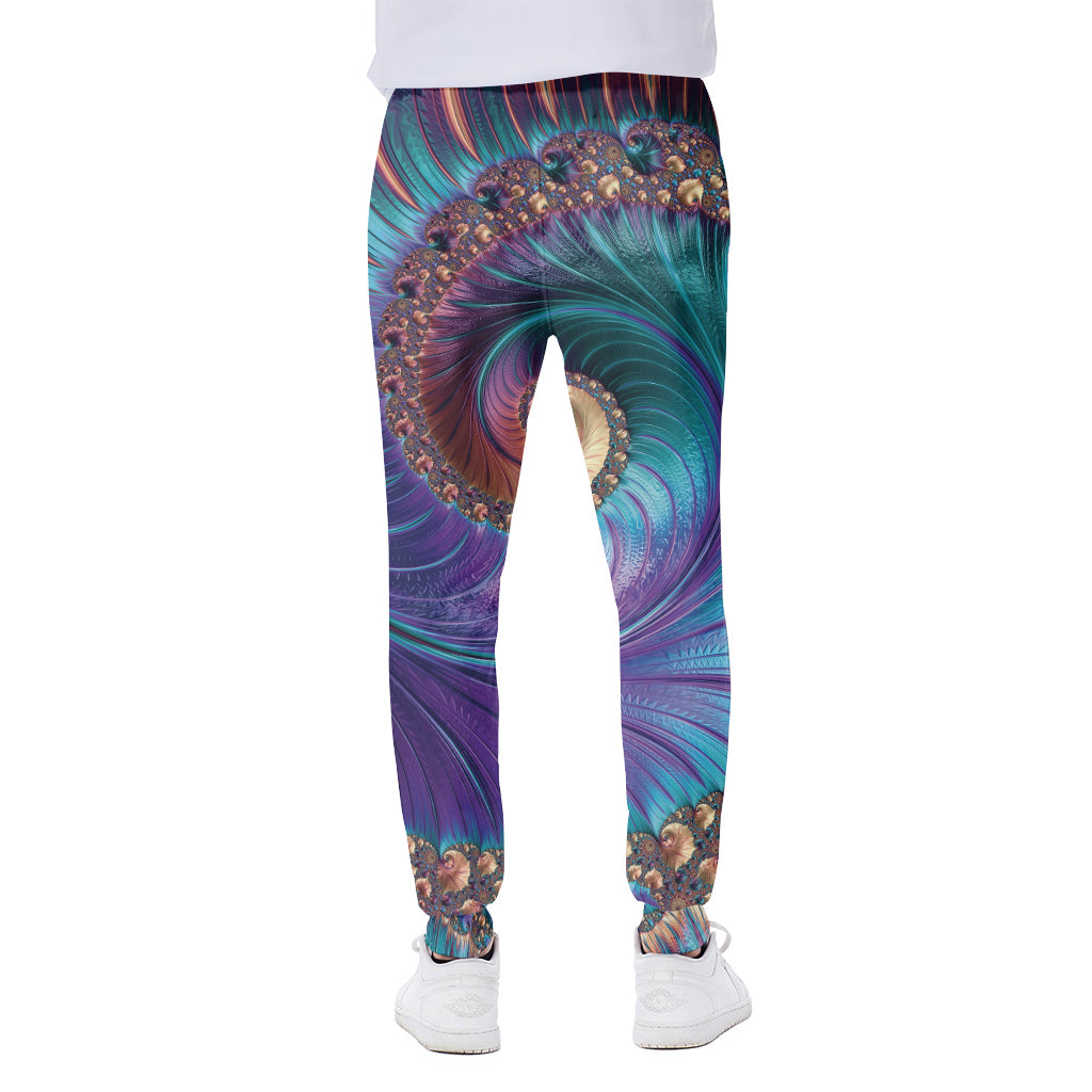 Abstract Fractal Print Scuba Joggers