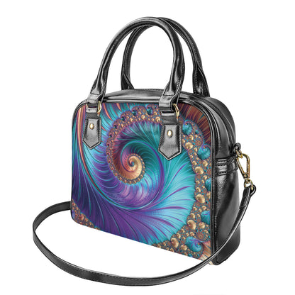 Abstract Fractal Print Shoulder Handbag