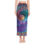 Abstract Fractal Print Side Slit Maxi Skirt