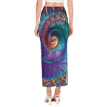 Abstract Fractal Print Side Slit Maxi Skirt