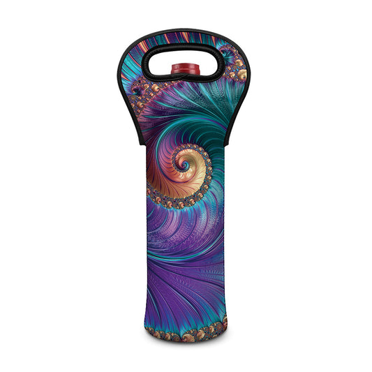 Abstract Fractal Print Single Neoprene Wine Tote