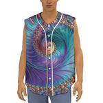 Abstract Fractal Print Sleeveless Baseball Jersey