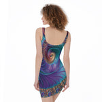 Abstract Fractal Print Sleeveless Bodycon Dress
