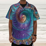 Abstract Fractal Print Textured Short Sleeve Shirt