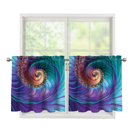 Abstract Fractal Print Tier Curtains