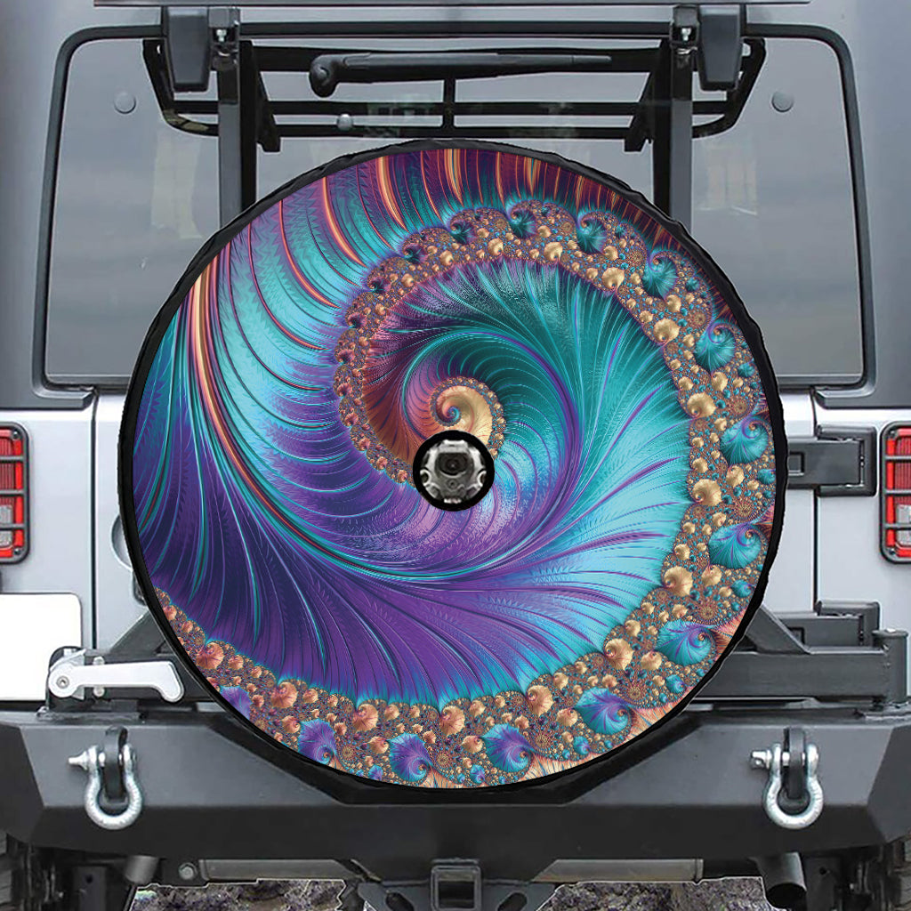 Abstract Fractal Print Tire Cover With Camera Hole