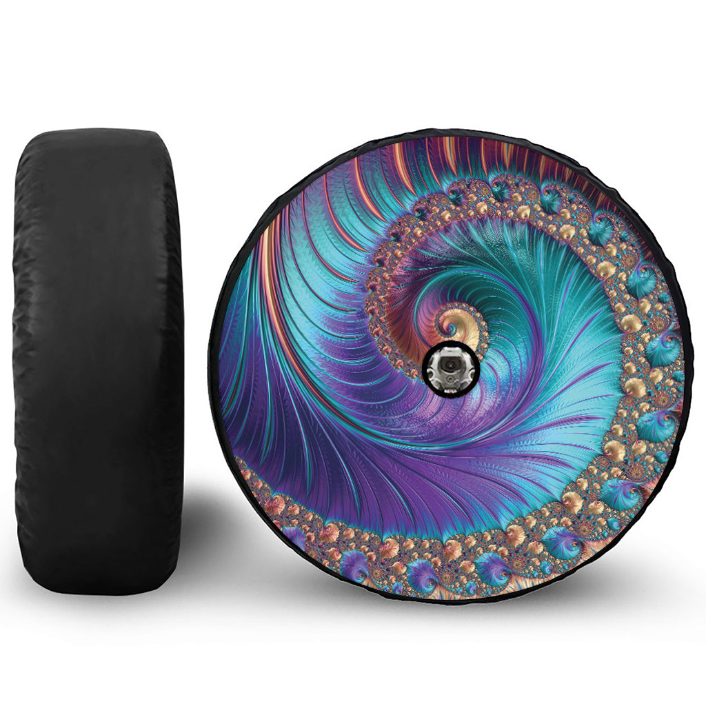 Abstract Fractal Print Tire Cover With Camera Hole