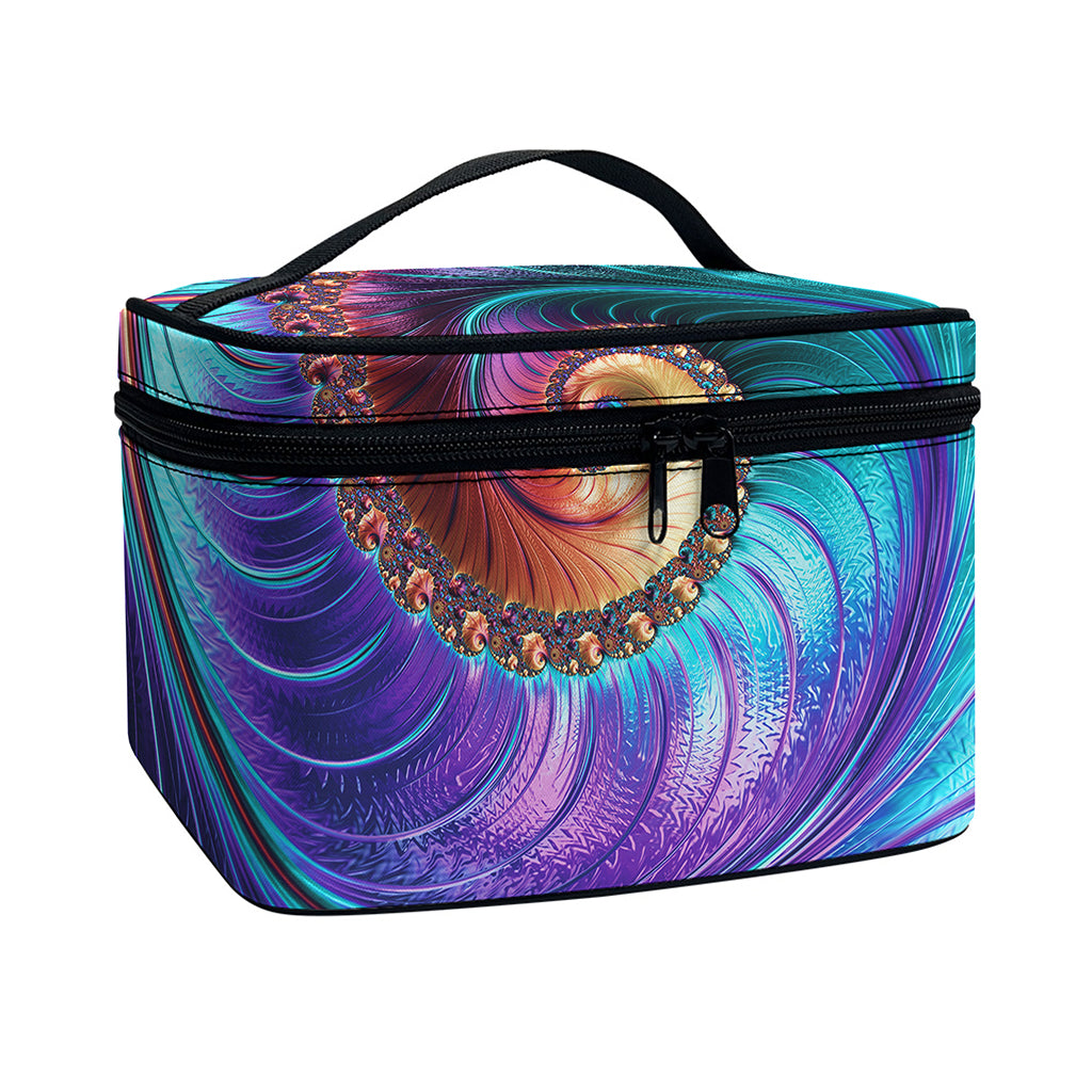 Abstract Fractal Print Travel Makeup Bag