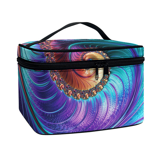 Abstract Fractal Print Travel Makeup Bag