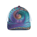 Abstract Fractal Print White Mesh Trucker Hat