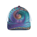 Abstract Fractal Print White Mesh Trucker Cap