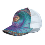 Abstract Fractal Print White Mesh Trucker Cap