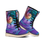 Abstract Fractal Print Winter Boots