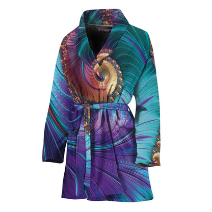 Abstract Fractal Print Women's Bathrobe