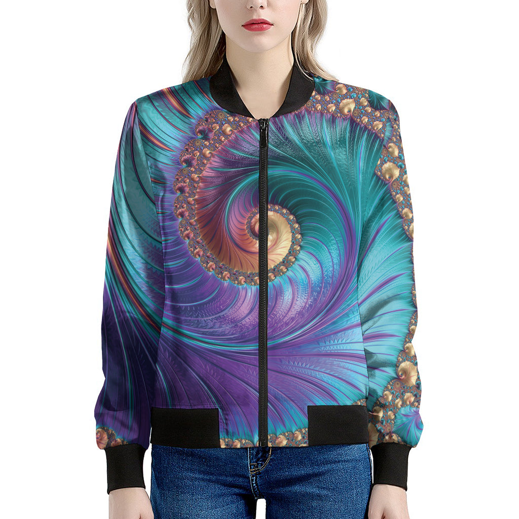 Abstract Fractal Print Women's Bomber Jacket
