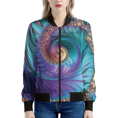 Abstract Fractal Print Women's Bomber Jacket