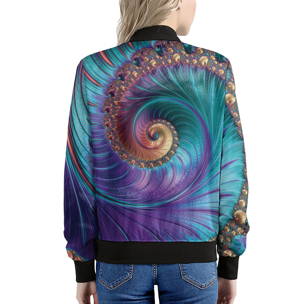 Abstract Fractal Print Women's Bomber Jacket