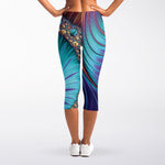 Abstract Fractal Print Women's Capri Leggings