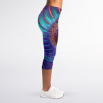 Abstract Fractal Print Women's Capri Leggings