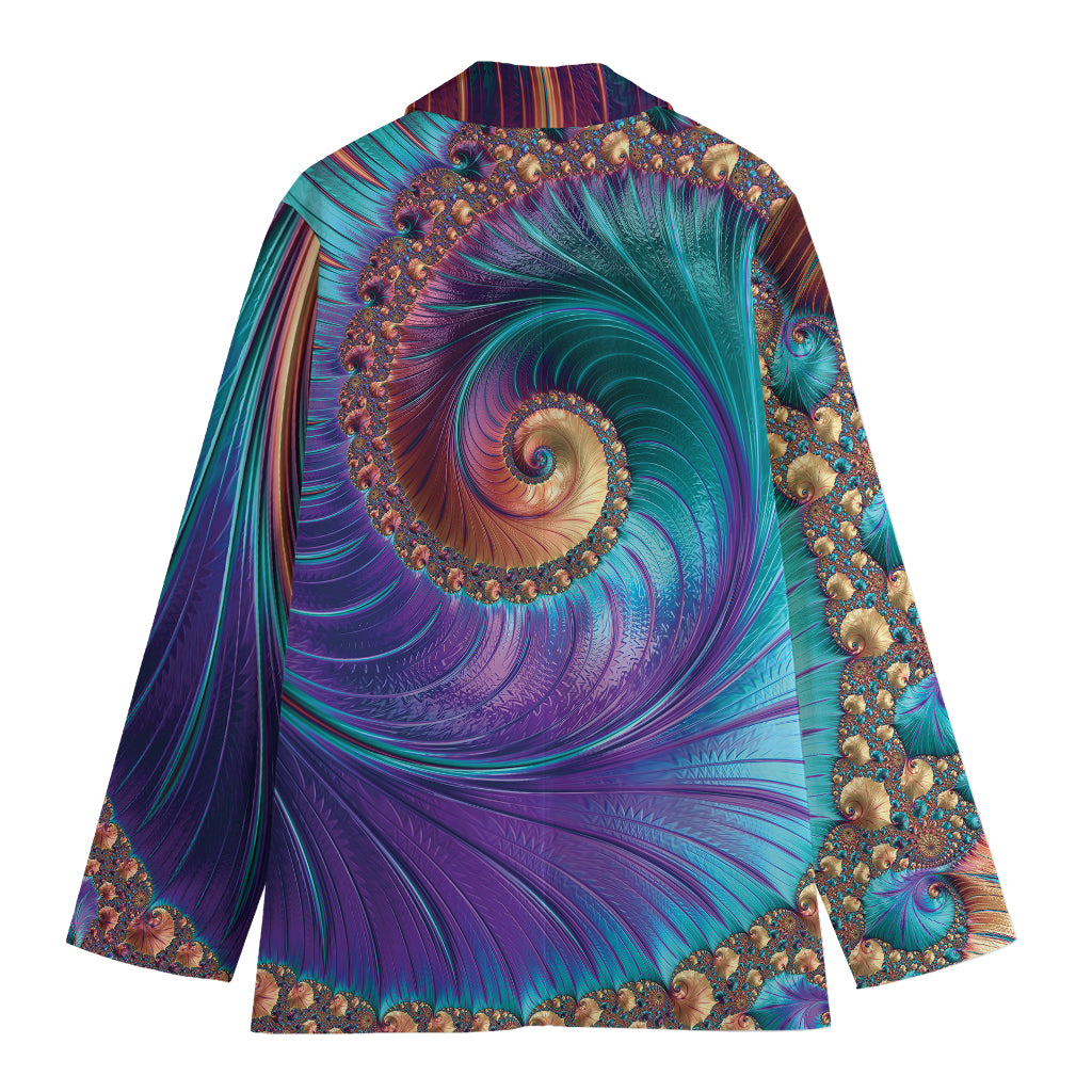 Abstract Fractal Print Women's Cotton Blazer