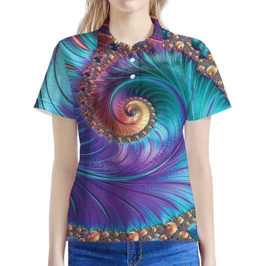 Abstract Fractal Print Women's Polo Shirt