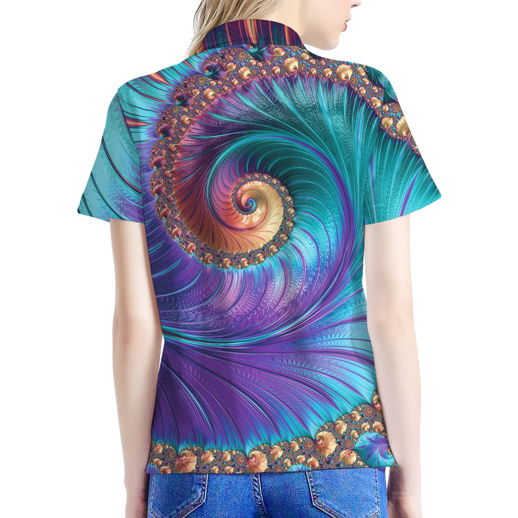 Abstract Fractal Print Women's Polo Shirt