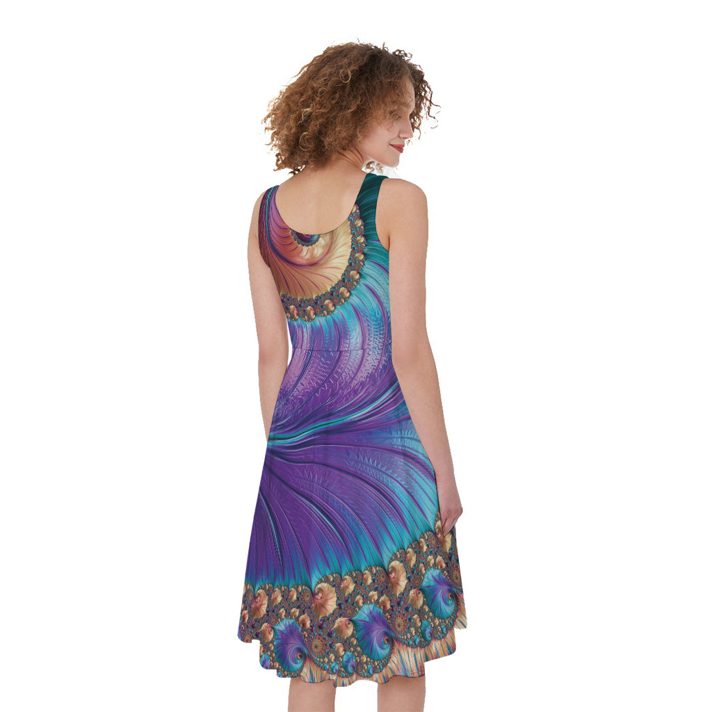 Abstract Fractal Print Women's Sleeveless Dress