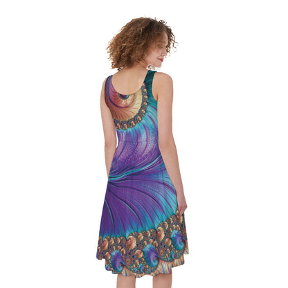Abstract Fractal Print Women's Sleeveless Dress