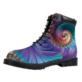 Abstract Fractal Print Padded Collar Lace Up Boots