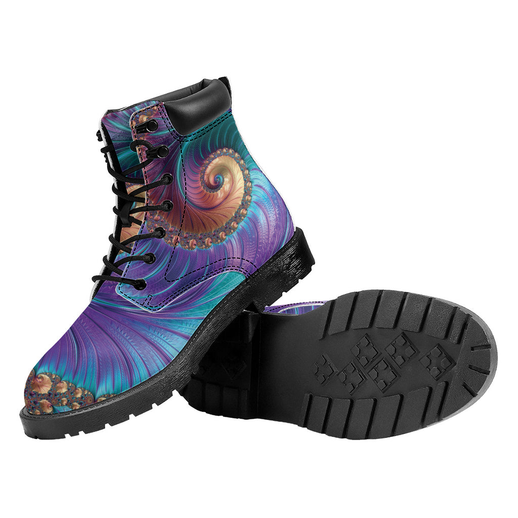 Abstract Fractal Print Work Boots