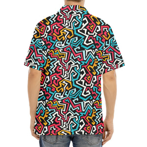 Abstract Funky Pattern Print Aloha Shirt