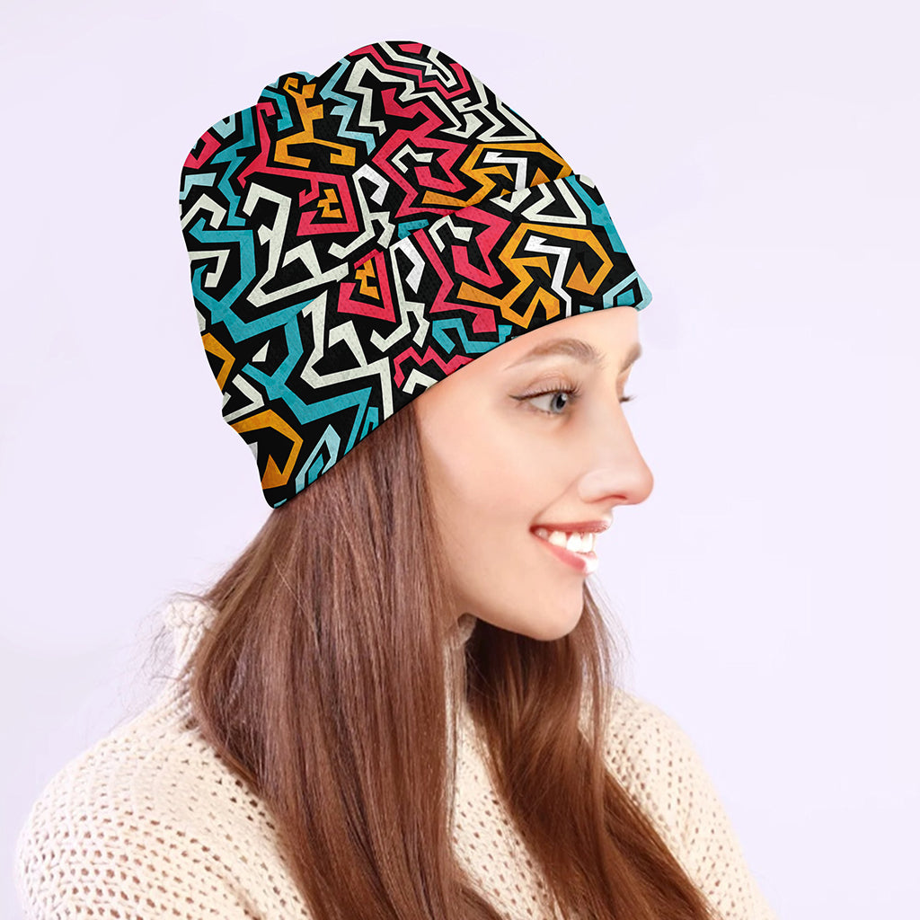 Abstract Funky Pattern Print Beanie