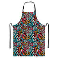 Abstract Funky Pattern Print Bib Apron With Pocket