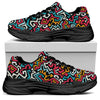 Abstract Funky Pattern Print Black Chunky Shoes