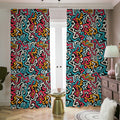 Abstract Funky Pattern Print Dimout Pencil Pleat Curtains
