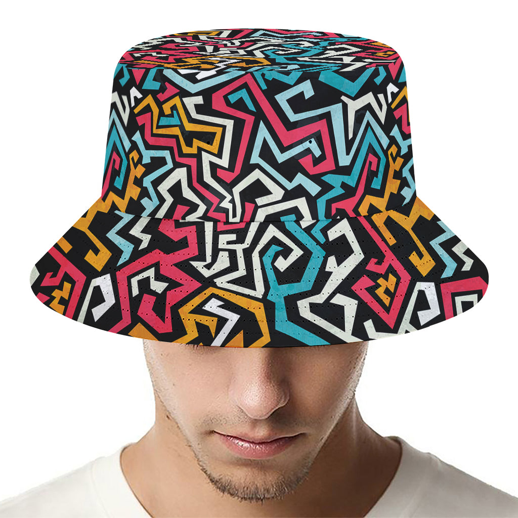 Abstract Funky Pattern Print Bucket Hat