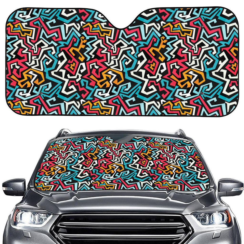 Abstract Funky Pattern Print Car Windshield Sun Shade