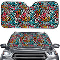 Abstract Funky Pattern Print Car Windshield Sun Shade