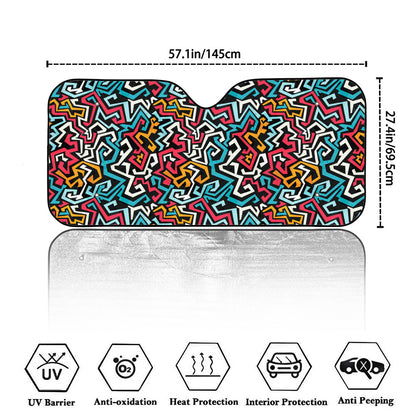 Abstract Funky Pattern Print Car Windshield Sun Shade