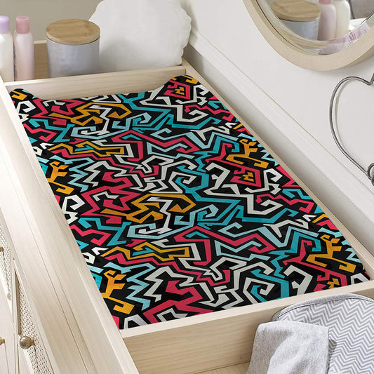 Abstract Funky Pattern Print Changing Pad Cover
