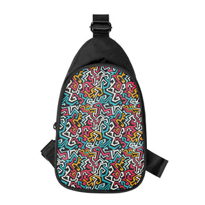 Abstract Funky Pattern Print Chest Bag