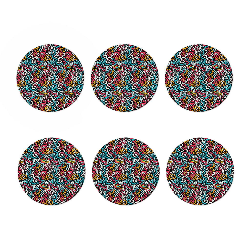 Abstract Funky Pattern Print Coaster Set