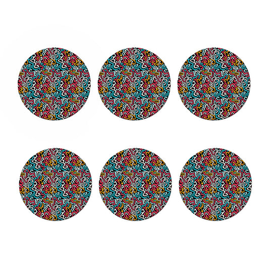 Abstract Funky Pattern Print Coaster Set