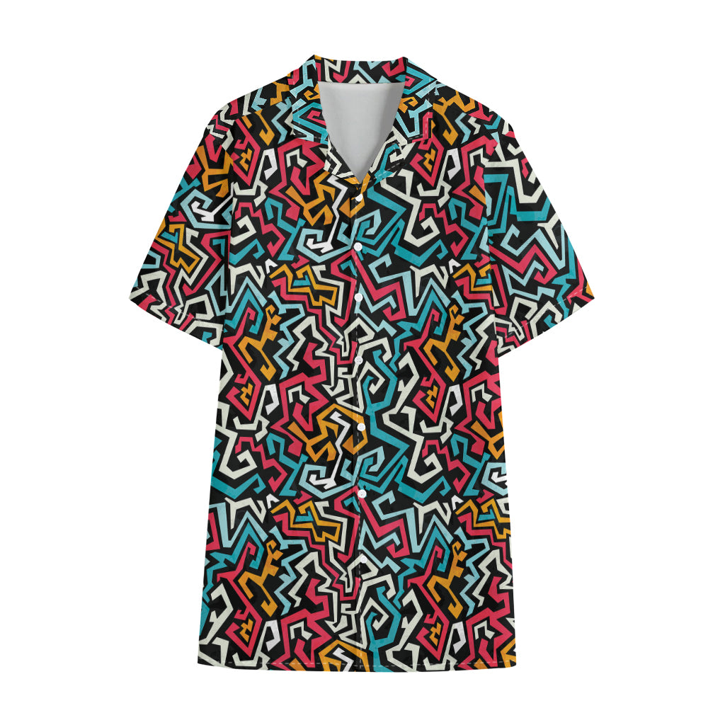 Abstract Funky Pattern Print Cotton Hawaiian Shirt