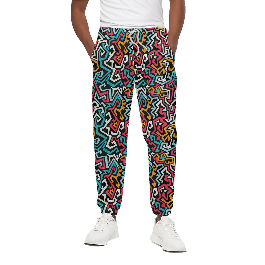 Abstract Funky Pattern Print Cotton Pants