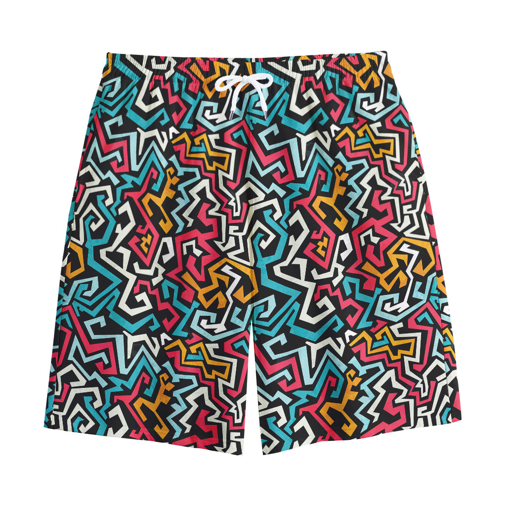 Abstract Funky Pattern Print Cotton Shorts