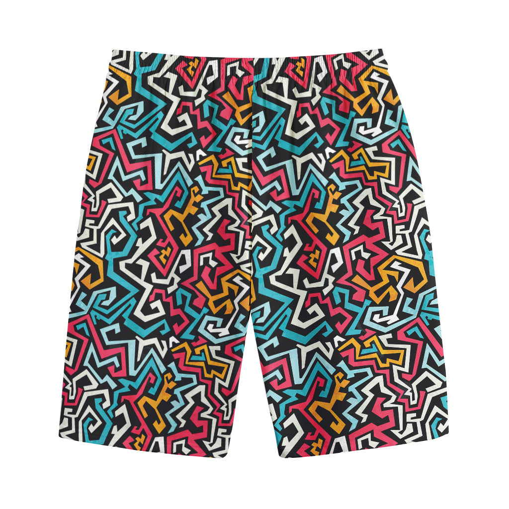 Abstract Funky Pattern Print Cotton Shorts