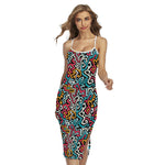 Abstract Funky Pattern Print Cross Back Cami Dress