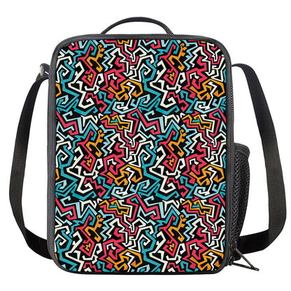 Abstract Funky Pattern Print Crossbody Lunch Bag